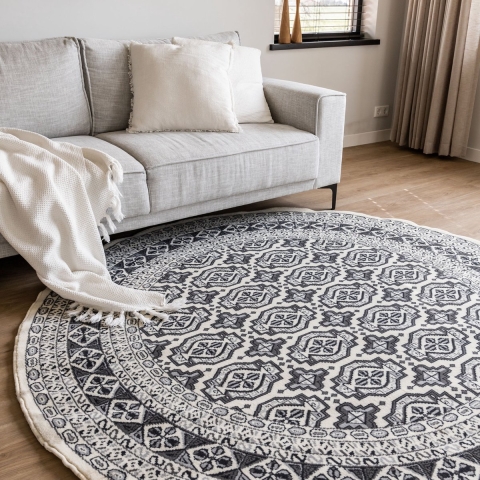 Interieur05 Vintage Vloerkleed Grijs Rond Marad 235cm