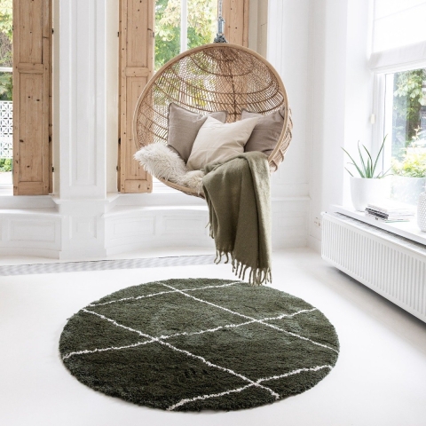 Interieur05 Vloerkleed Berber Nea Groen 200cm rond