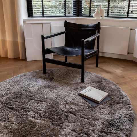 Interieur05 Vloerkleed Hoogpolig Fender Grijs Rond 240cm