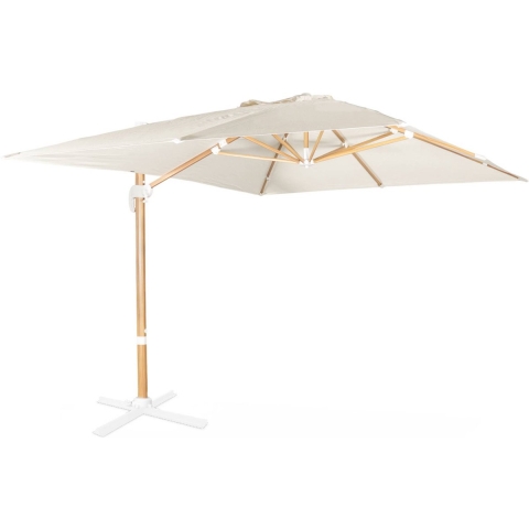 sweeek - Rechthoekige parasol 3x4m, paal met houteffect