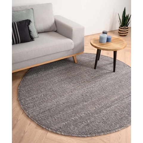 Nordic Weavers Rond wollen vloerkleed Lett - grijs - 120 cm rond