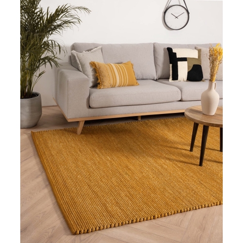 Nordic Weavers Wollen vloerkleed Lett - okergeel - 140x200 cm