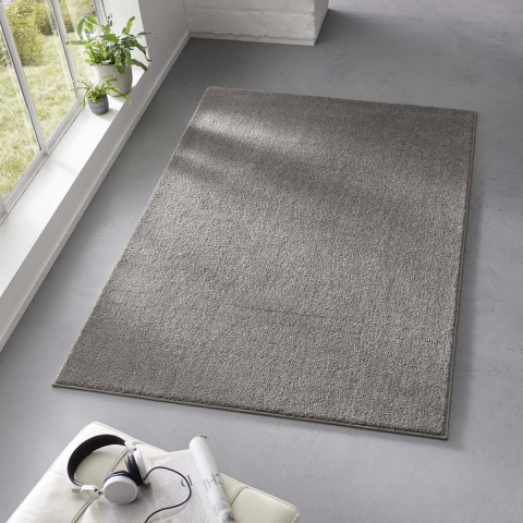 Tapeso Effen vloerkleed Qualis - donkergrijs - 200x280 cm