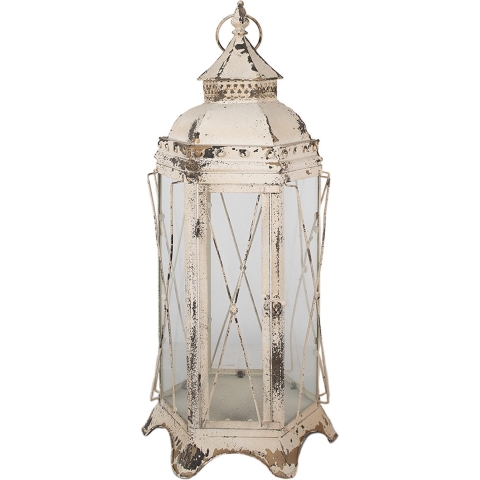 Clayre & Eef Lantaarn 65 cm Beige Ijzer Kaarsenhouder
