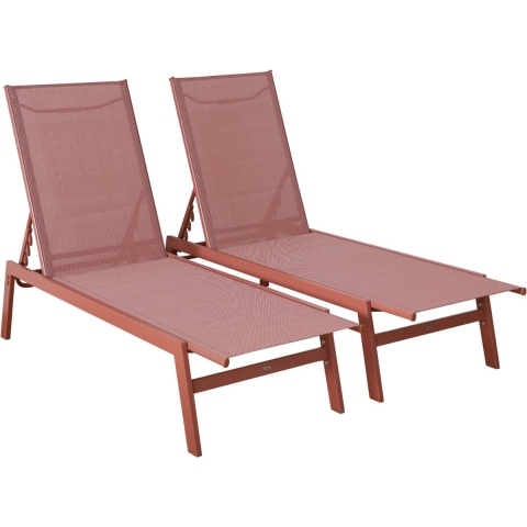 sweeek - Multi-positie ligstoel van textileen en metaal, set van 2