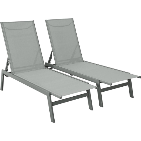 sweeek - Multi-positie ligstoel van textileen en metaal, set van 2