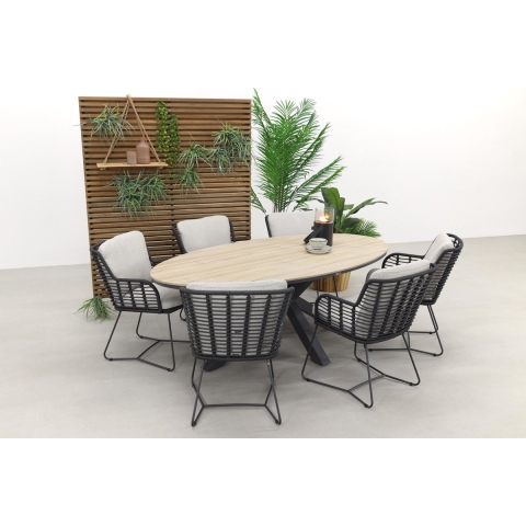 4 Seasons Fabrice antraciet|GI Edison 220x115 cm. - ovale tafel