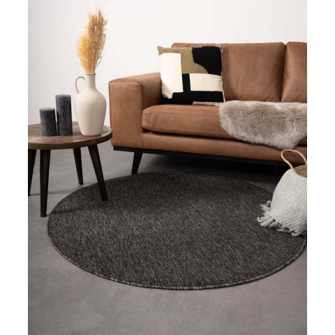 Tapeso Rond vloerkleed Lush - antraciet - 160 cm rond