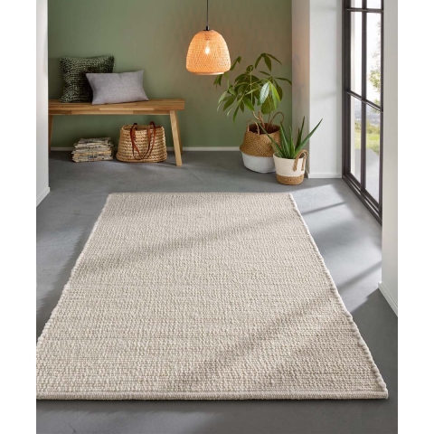 Tapeso Wollen vloerkleed - Bokn wit - 70x240 cm