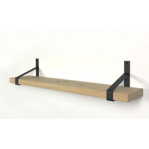 WOODBROTHERS eiken wandplank recht 120 x 20 cm inclusief plankdragers