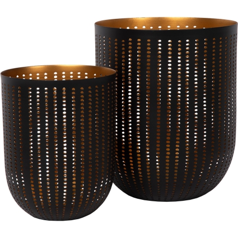 Atmooz Kaarshouder Silva Set van 2 Zwart & Goud Ø 16 & Ø 21,5 cm