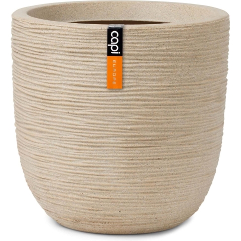 Capi Europe Bloempot bol Waste Rib NL - 35x34 - Terrazzo beige