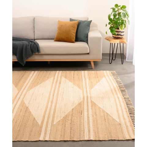 Boho&me Kelim vloerkleed - Lana naturel|wit - 200x300 cm