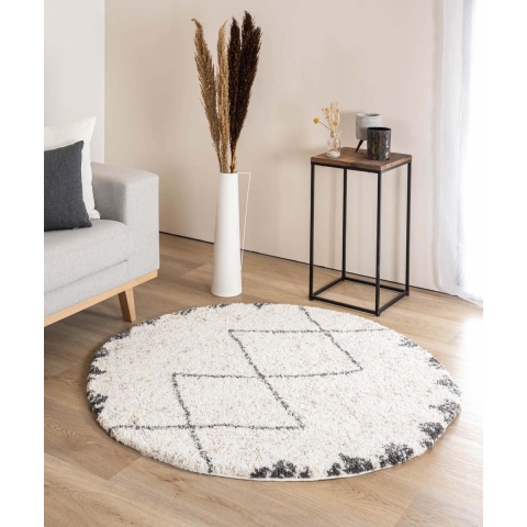 Boho&me Rond hoogpolig vloerkleed berber Artisan - wit|grijs - 280 cm