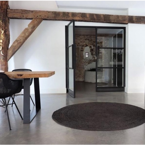 Eva Interior- Rond vloerkleed Jute Zwart