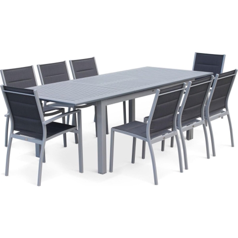 sweeek - Aluminium tuinset 8 plaatsen, uitschuifbaar