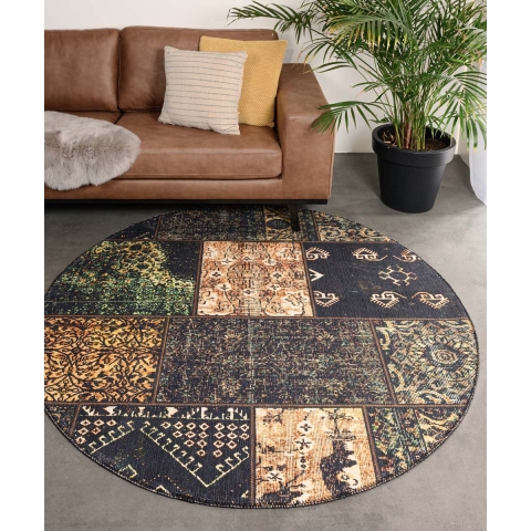 Heritaged Rond patchwork vloerkleed - Fade No.1 olijfgroen - 152 cm