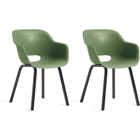 Keter Noa Tuinstoel - 2 stuks - 55x56,5x80cm - Olijfgroen