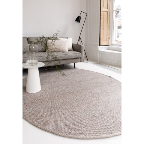 Interieur05 Wollen Vloerkleed Rond Grijs Vik 240cm (XL)