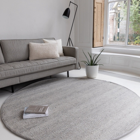 Interieur05 Wollen Vloerkleed Rond Lichtgrijs Vik 240cm (XL)