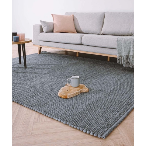 Nordic Weavers Wollen vloerkleed Lett - staalblauw - 160x230 cm