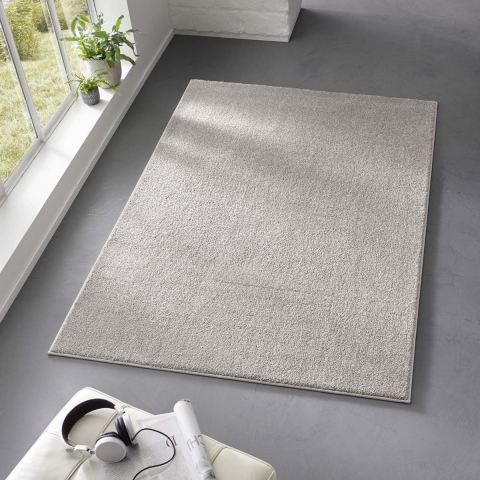 Tapeso Effen vloerkleed Qualis - grijs - 140x200 cm