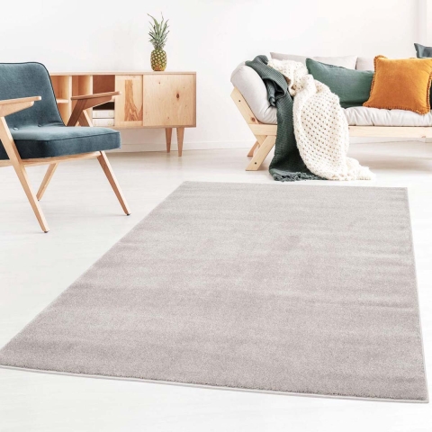 Tapeso Effen vloerkleed velours Gala - grijs - 80x150 cm