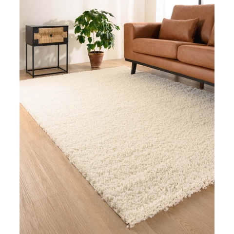 Tapeso Hoogpolig vloerkleed shaggy Trend effen - ivoor - 200x300 cm