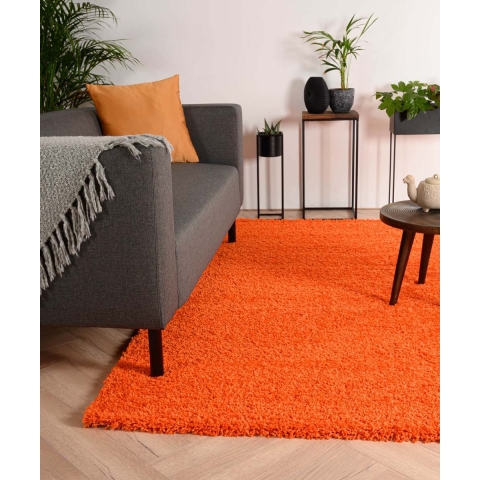 Tapeso Hoogpolig vloerkleed shaggy Trend effen - oranje - 300x400 cm