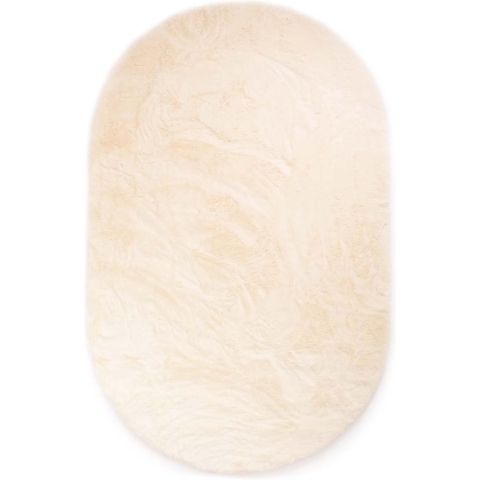 Tapeso Ovaal hoogpolig vloerkleed - Comfy plus - crème - 200x300 cm