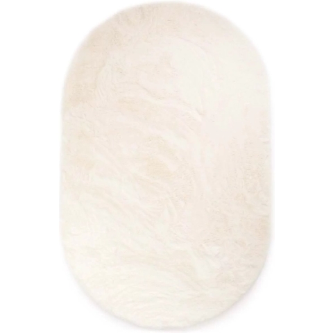 Tapeso Ovaal hoogpolig vloerkleed - Comfy plus - wit - 100x150 cm