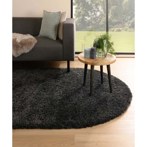 Tapeso Ovaal hoogpolig vloerkleed - Cozy Shaggy - antraciet - 150x240