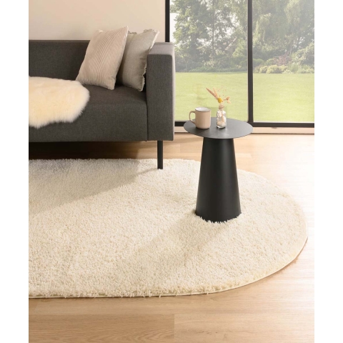 Tapeso Ovaal hoogpolig vloerkleed shaggy Trend effen - crème - 120x180