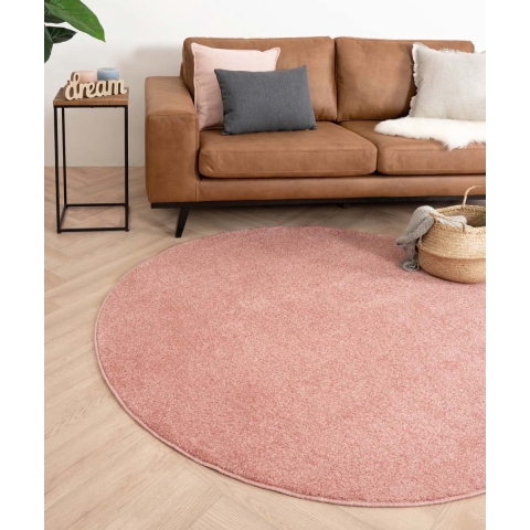Tapeso Rond vloerkleed Fine - roze - 240 cm rond