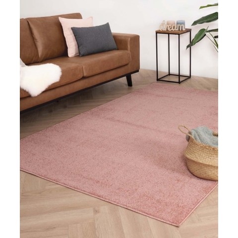 Tapeso Vierkant vloerkleed Fine - roze - 240x240 cm