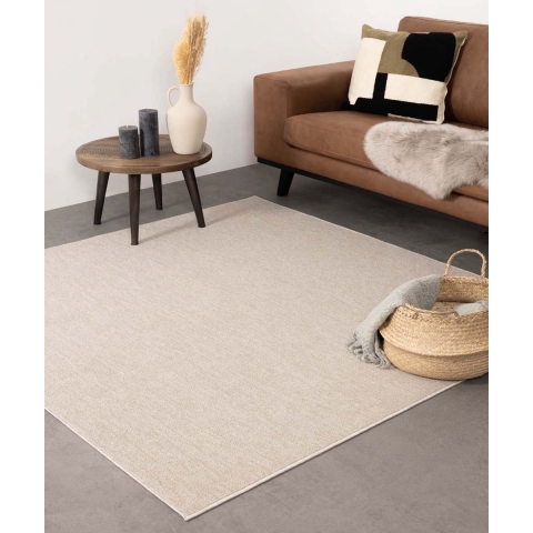 Tapeso Vierkant vloerkleed Lush - crème - 240x240 cm