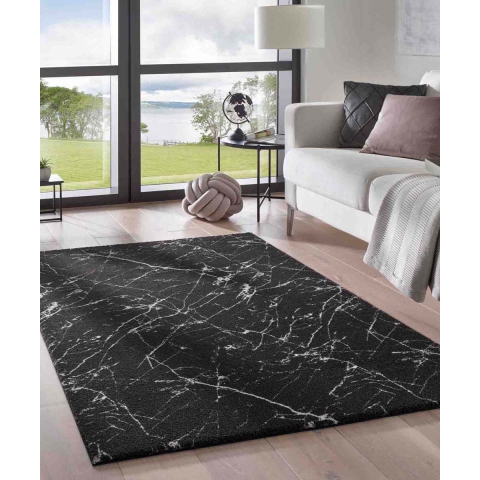 Tapeso Wasbaar vloerkleed Marmer - Chloé zwart|wit - 160x230 cm
