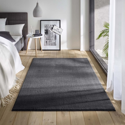 Tapeso Zacht vloerkleed Loft - antraciet - wasbaar 30°C - 200x290 cm