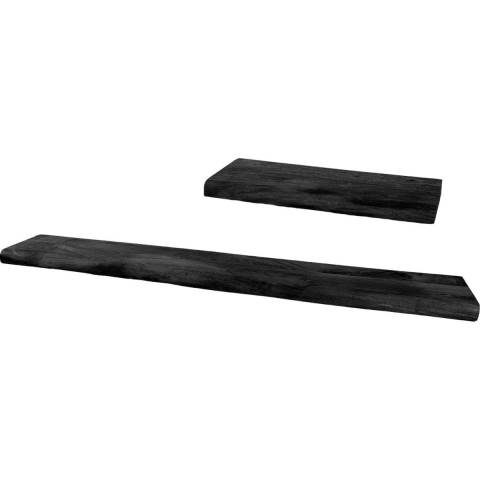 Home67 - Wandplank Pure Zwart Mangohout - Set van 2 Groot