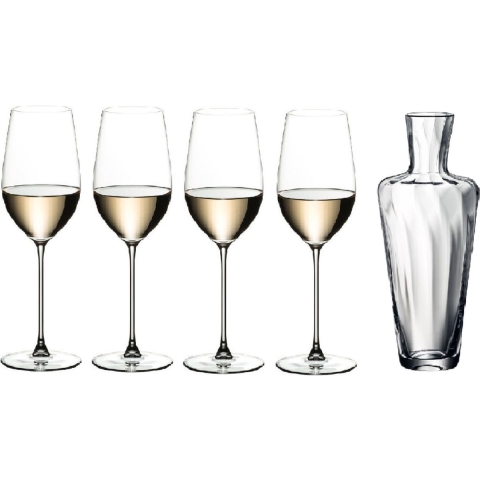 Riedel Wijnglazenset - Witte Wijnglazen - Veritas - Rieseling/Zinfandel + Mosel Decanter