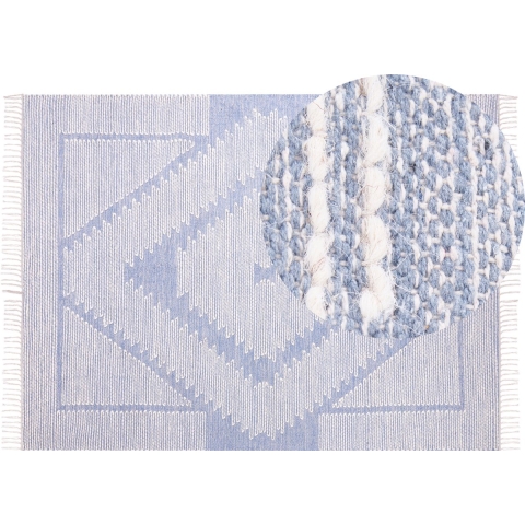 Beliani - ANSAR - Laagpolig vloerkleed - Blauw - 160 x 230 cm - Katoen