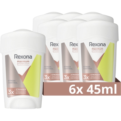 6x Rexona Deodorant Stick Cream Maximum Protection Stress Control 45 ml