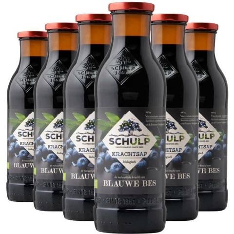 Schulp Blauwe Bessensap Puur Krachtsap Biologisch 6 x 0,75 liter