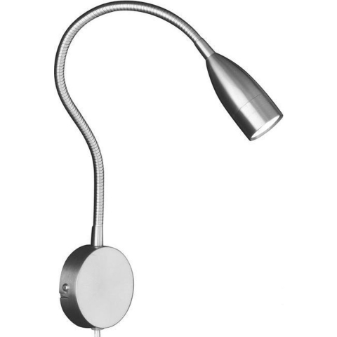 Fischer & Honsel 30703 Muurspot flex, bedlamp LED, Lichtbron vervangbaar door elektricien 5 W LED Nikkel