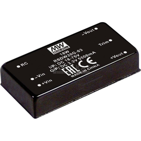 Mean Well RSDW20H-15 DC/DC-converter 1.33 A 20 W Aantal uitgangen: 1 x Inhoud 1 stuk(s)