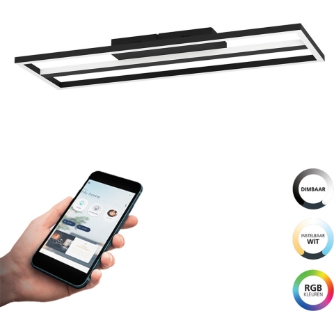 EGLO connect.z Calagrano-Z Smart Plafondlamp - 64cm - Zwart|Wit - RGB