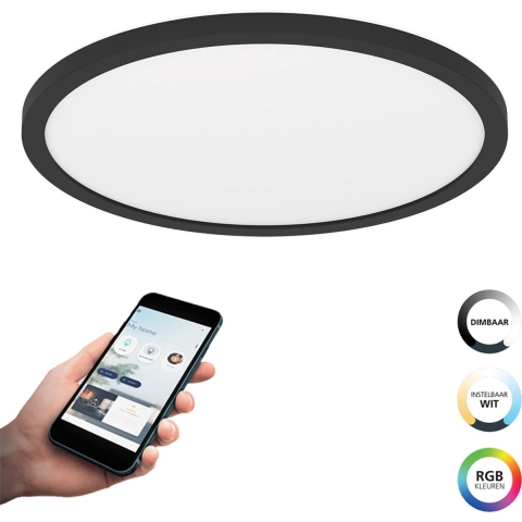 EGLO connect.z Rovito-Z Smart Plafondlamp - Ø 29,5 cm - Zwart - RGB