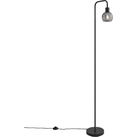 QAZQA Art Deco vloerlamp zwart met smoke glas - Vidro