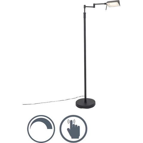 QAZQA Design vloerlamp zwart incl. LED met touch dimmer - Notia