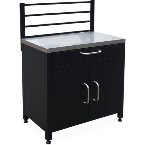 sweeek - Stalen buitenkeuken 1 lade en 1 deur met ophangrooster, 80 cm